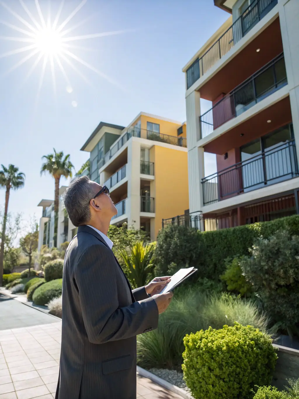 A photograph of a property manager inspecting a luxury apartment in Pattaya, Thailand, highlighting the attention to detail and proactive approach to property maintenance.